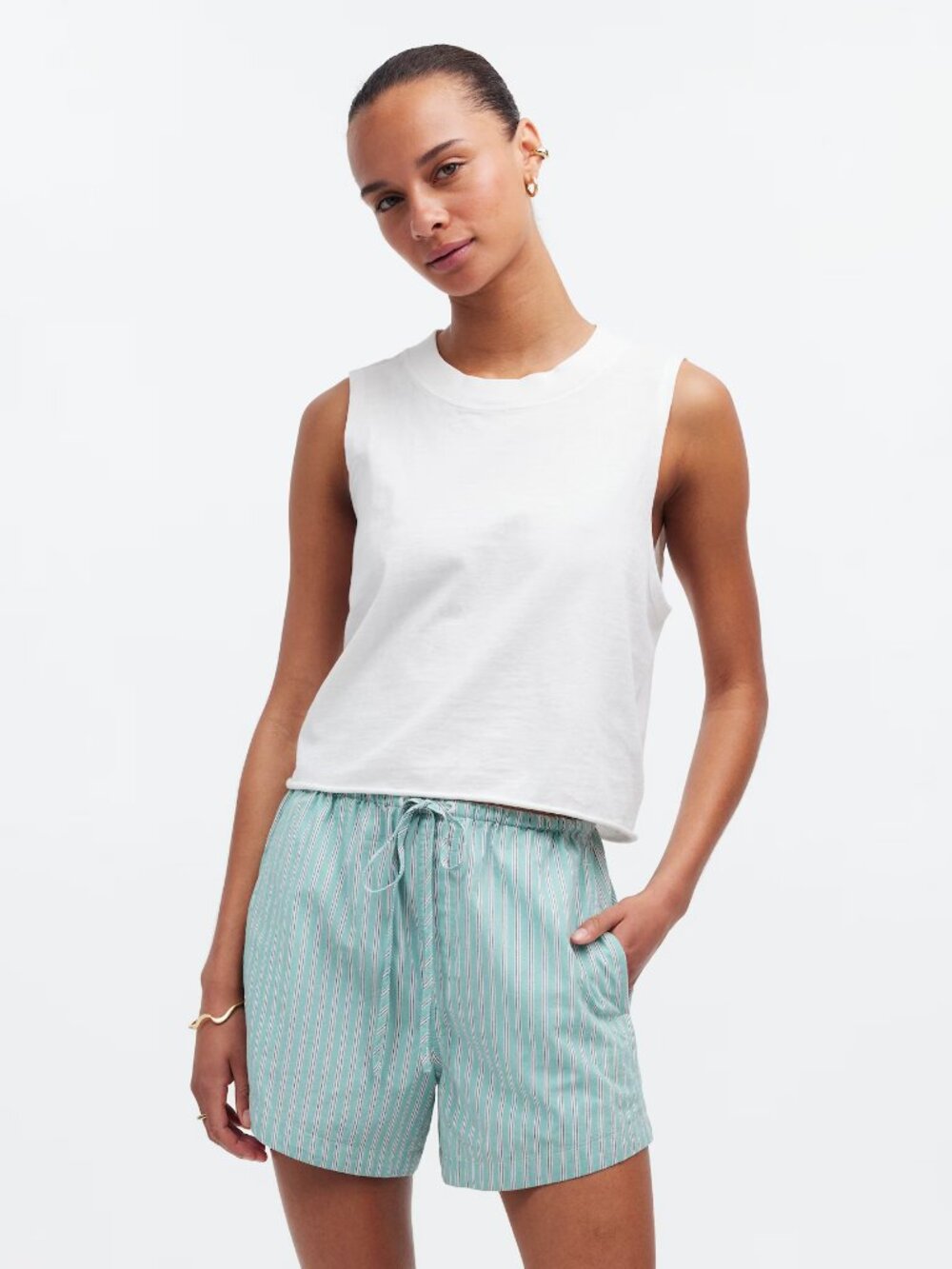 Madewell Drawstring Pull-On Shorts in Dusty Verdigris